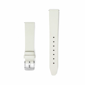 16mm Flat Grained Leather Strap - White