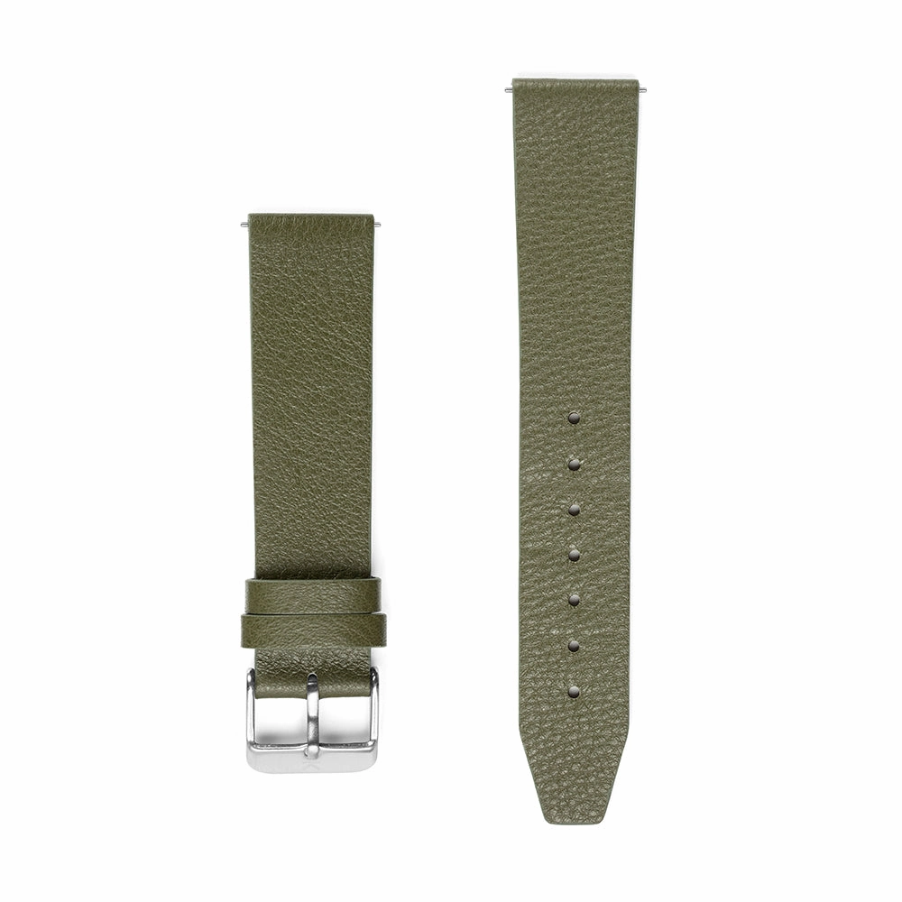20mm Full Grained Leather Strap - Olive