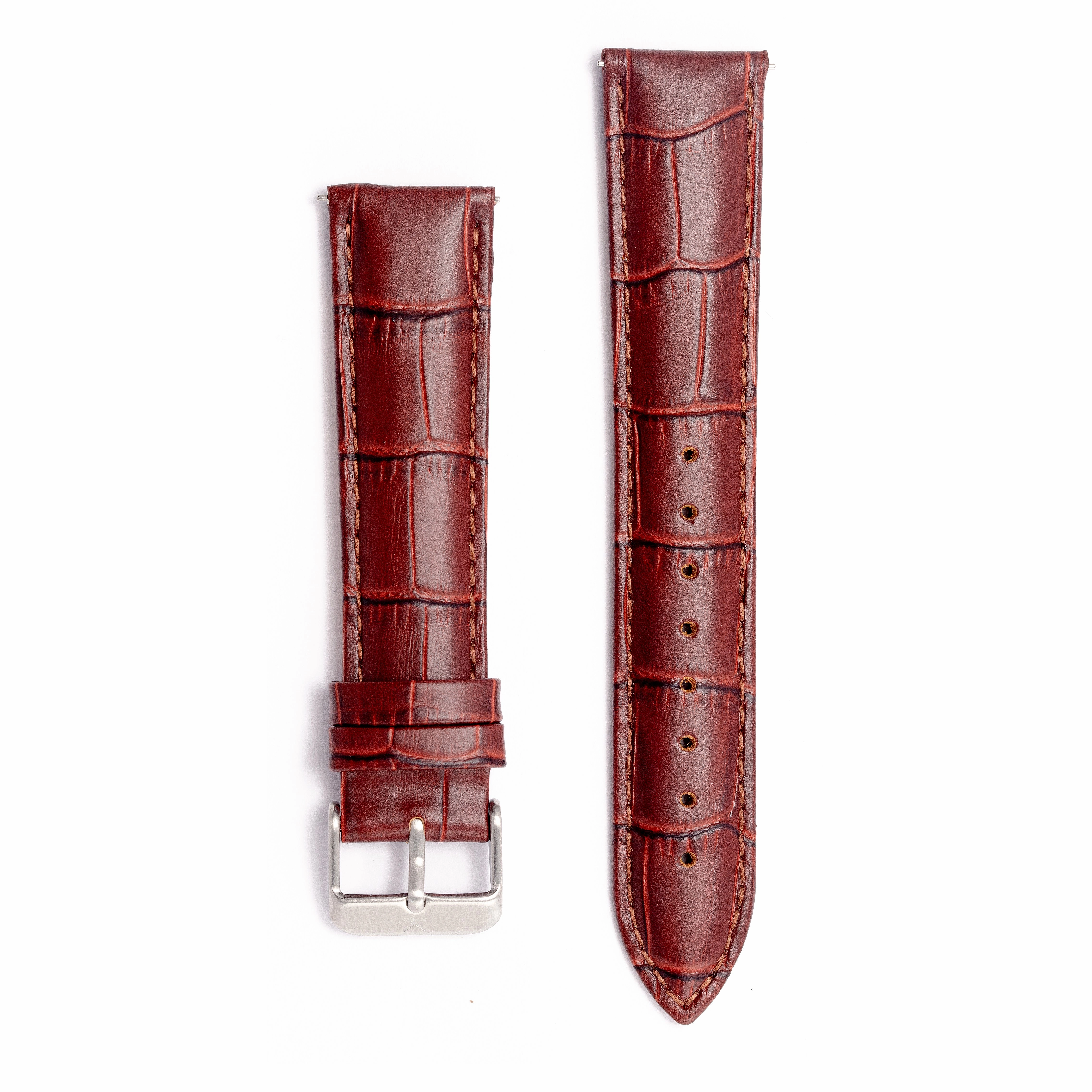 20mm Maroon Mock-croc Leather watch Strap