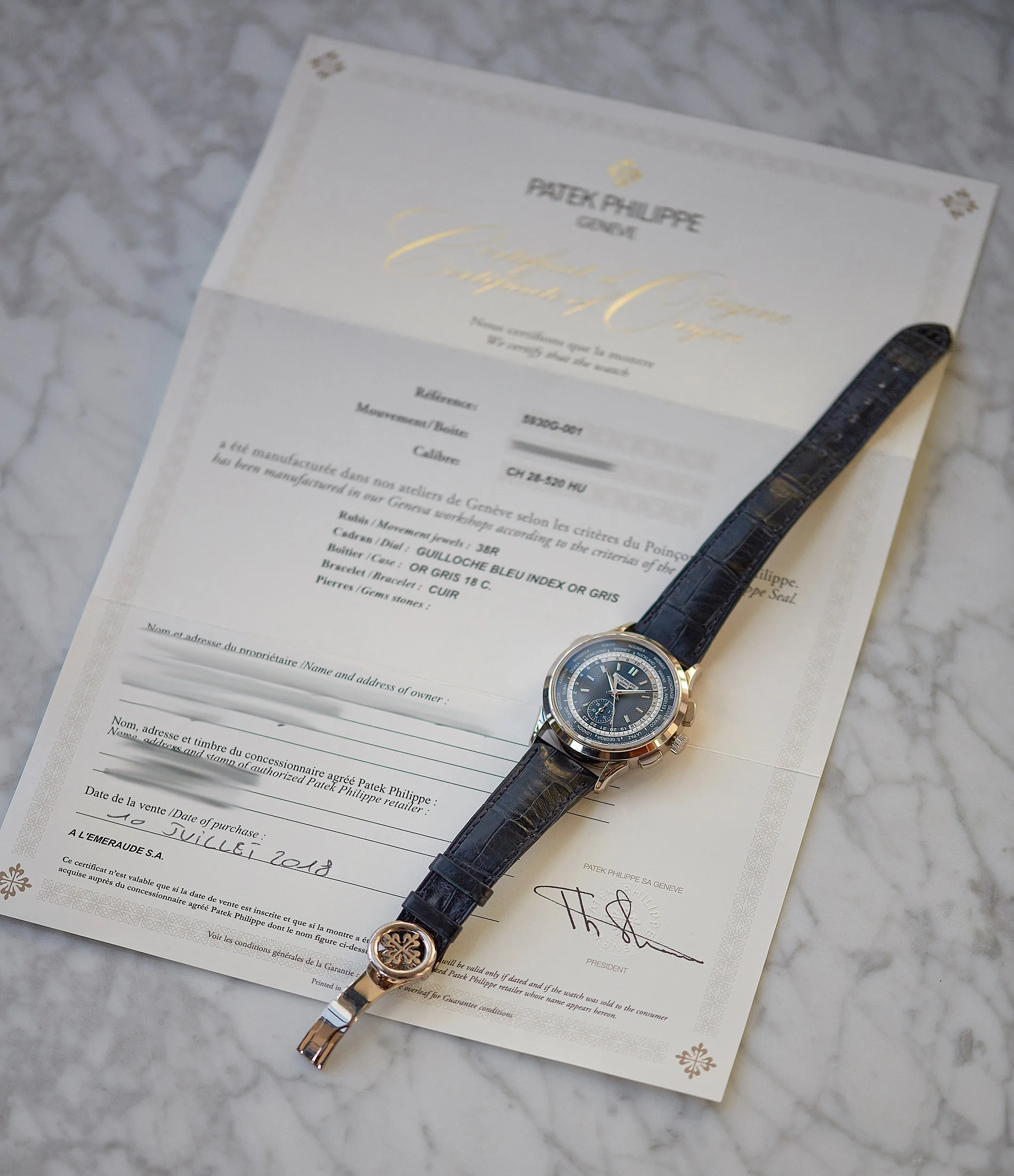 5930G-001 | World Time Chronograph Cal. CH 28-520 HU | White Gold