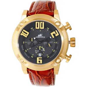 Adee Kaye Men's Watch - Blitz Quartz Black Dial Brown Leather Strap | AK7280-MG-RDO