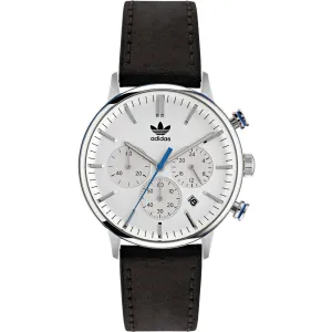 Adidas Men's Watch - Originals Chrono White Dial Black Leather Strap | AOSY22011