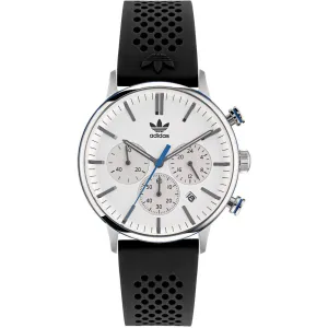 Adidas Men's Watch - Originals Chronograph White Dial Black Rubber Strap | AOSY22014