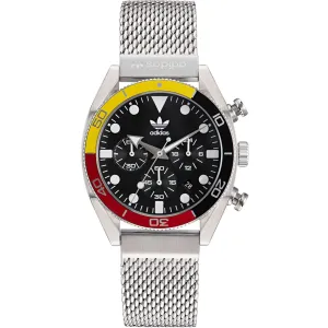 Adidas Men's Watch - Originals Quartz Black Dial Silver Steel Bracelet | AOFH22501