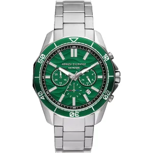 Armani Exchange Men's Watch - Spencer Quartz Green Dial Silver Bracelet | AX1957
