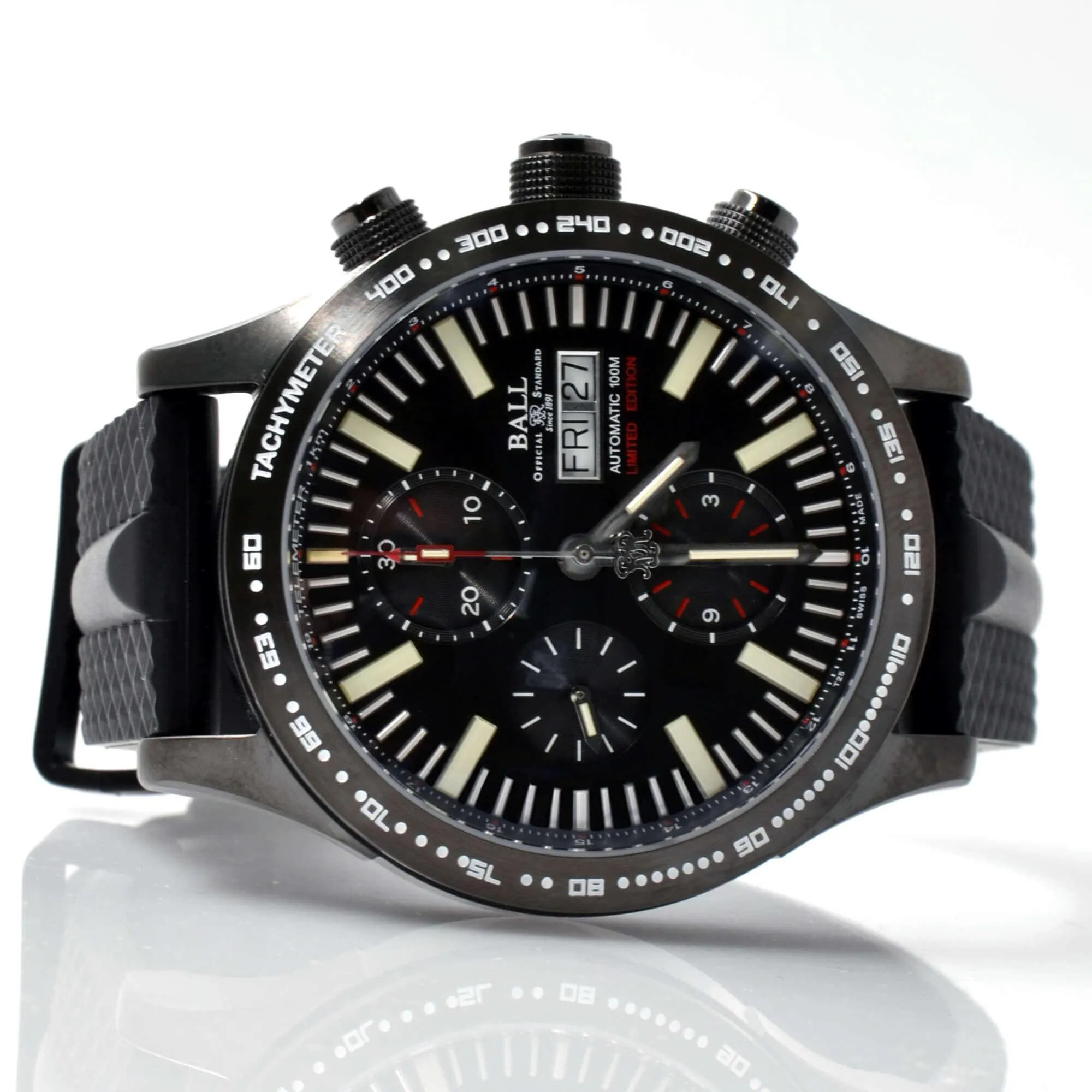 Ball Men's Watch - Fireman Storm Chaser DLC Glow Black Dial Strap | CM2192C-P2-BK