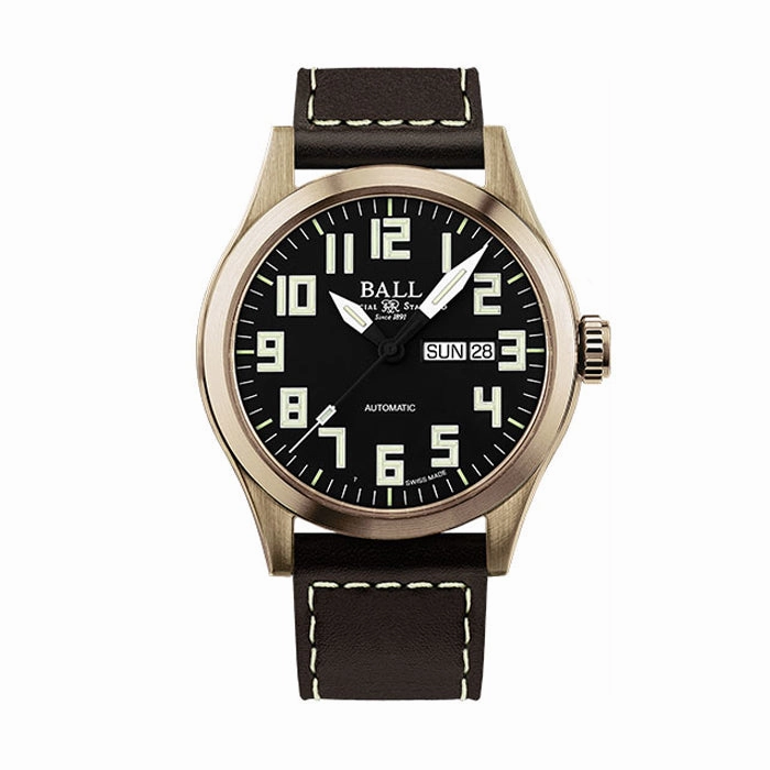 BALL Watch Engineer III Bronze Star Automatic Leather Strap Watch, NM2186C-L3J-BK