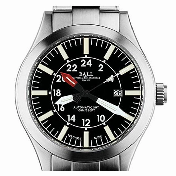 BALL Watch Engineer Master II Aviator GMT Automatic Stainless Steel Bracelet Watch, GM1086C-SJ-BK