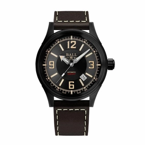 BALL Watch Fireman Racer Automatic Stainless Steel Leather Strap Watch, NM3098C-L1J-BKBR