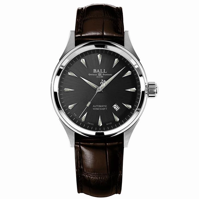 Ball Watch Fireman Racer Classic Automatic Stainless Steel Leather Strap Watch, NM2288C-LJ-GY