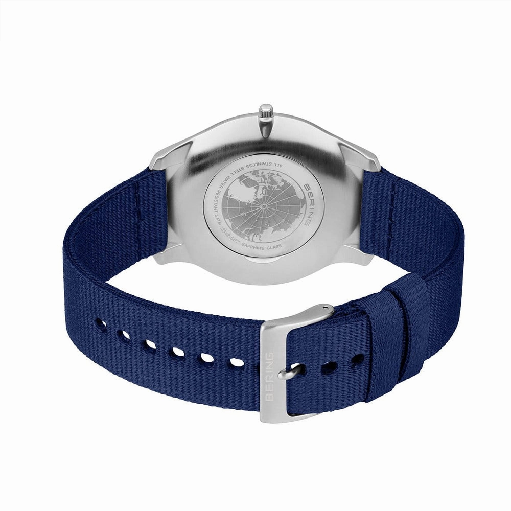 Bering Men's Ultra Slim Watch, Blue Dial and Blue Nato Strap 18342-507