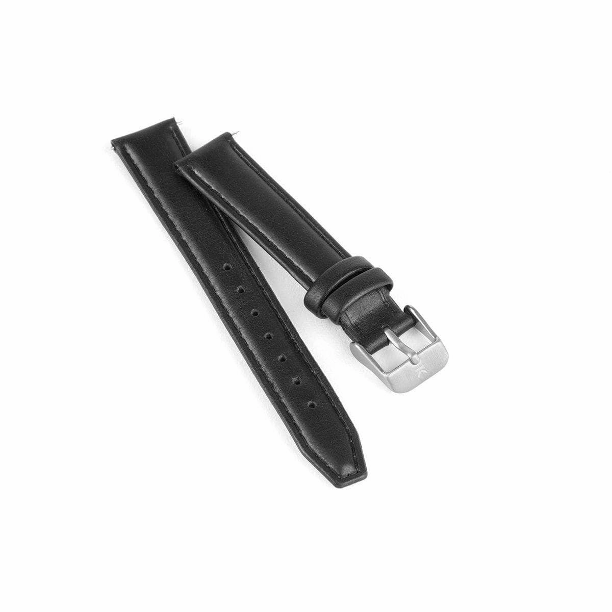 Black Stitched Leather Watch Strap - 16mm Width