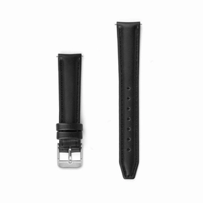 Black Stitched Leather Watch Strap - 16mm Width