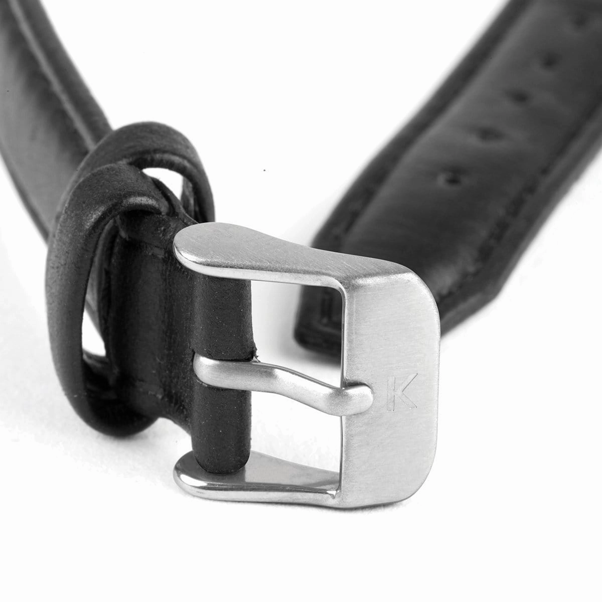 Black Stitched Leather Watch Strap - 16mm Width