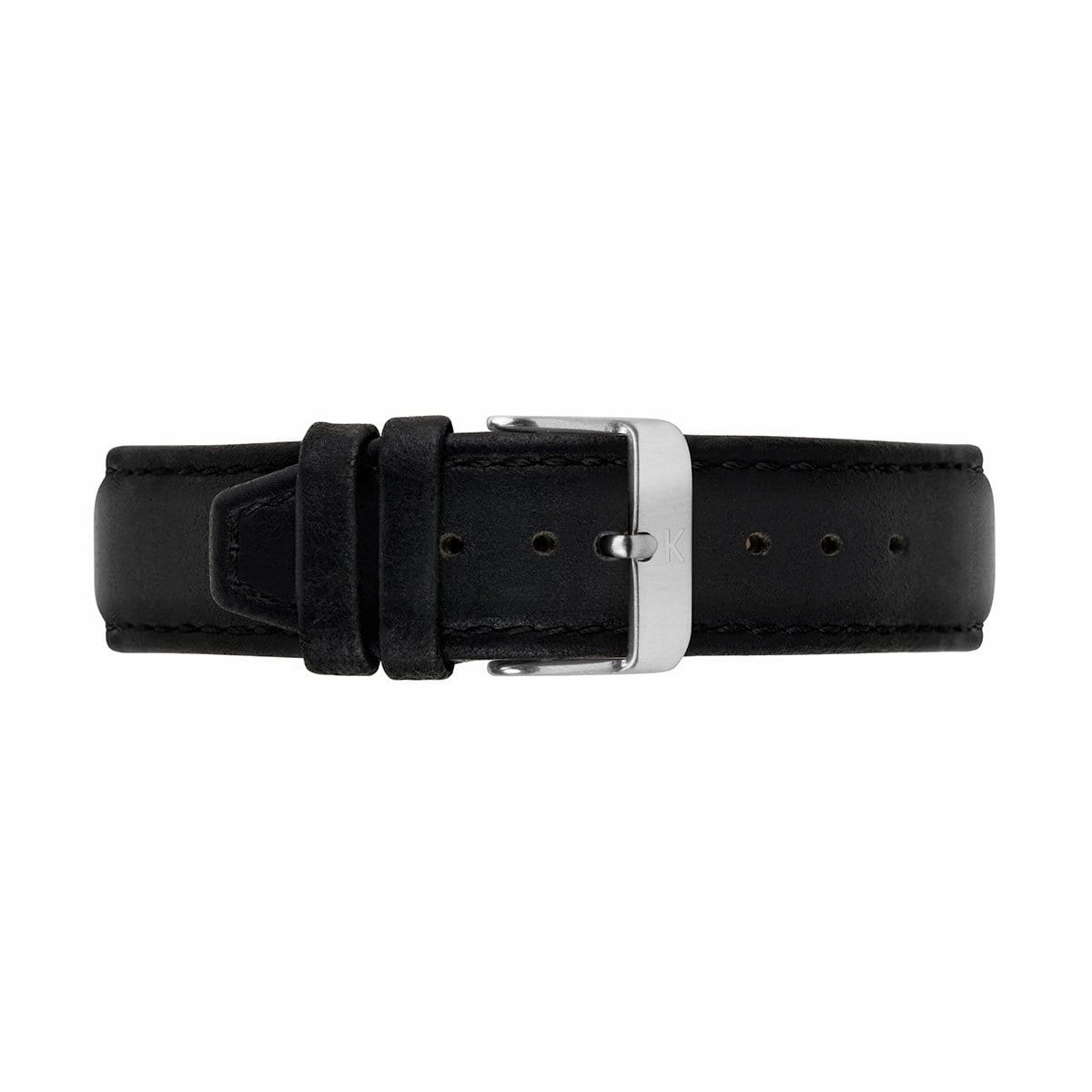 Black Stitched Leather Watch Strap - 20mm Width