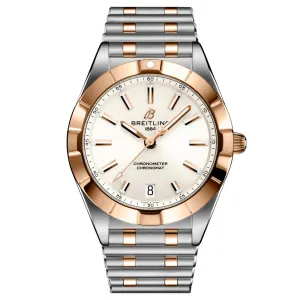 Breitling Chronomat 32mm White Dial 18ct Red Gold & Steel Ladies Quartz Watch U77310101A1U1