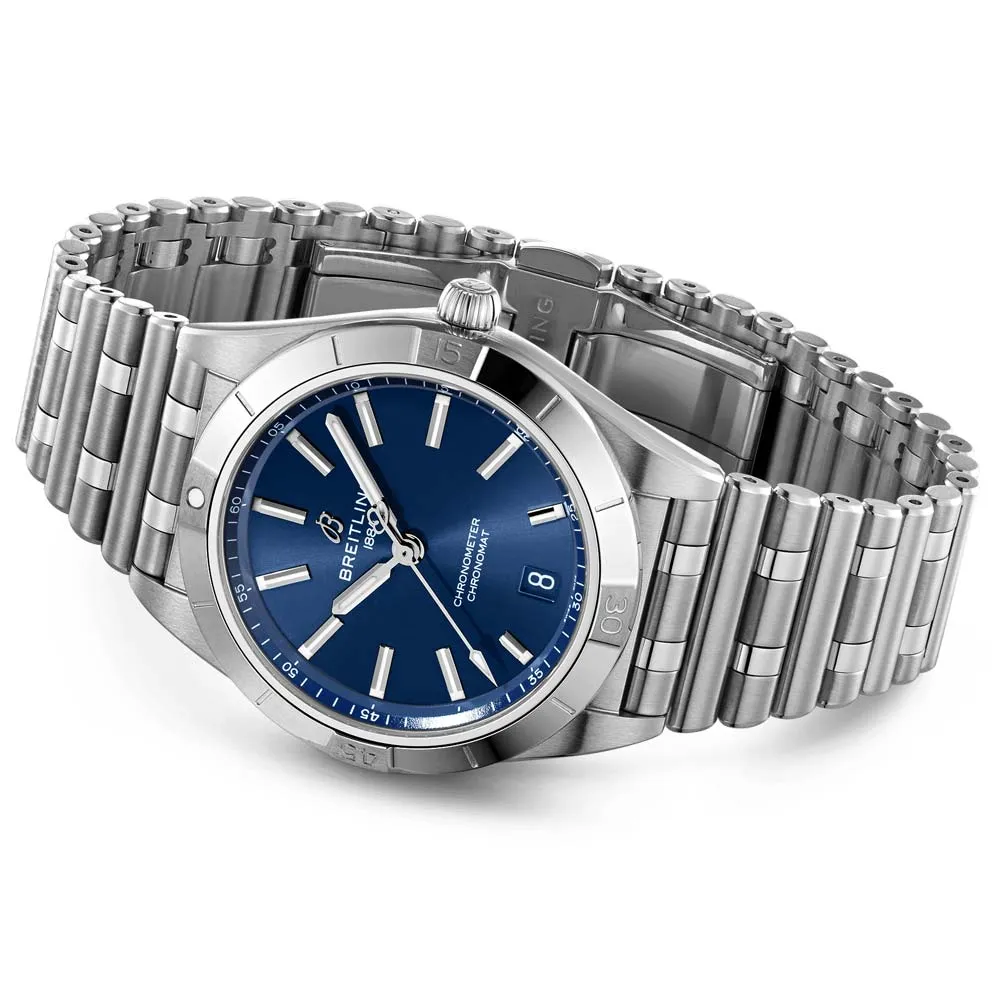 Breitling Chronomat 36mm Blue Dial Automatic Ladies Watch A10380101C1A1