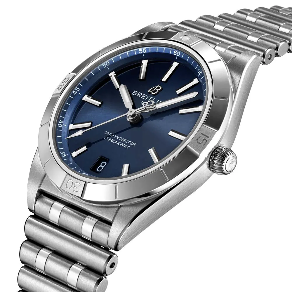 Breitling Chronomat 36mm Blue Dial Automatic Ladies Watch A10380101C1A1