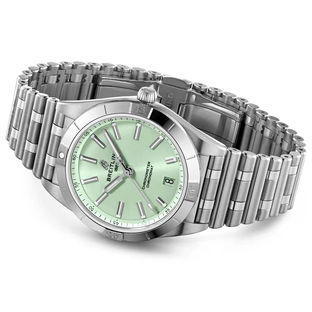 Breitling Chronomat 36mm Mint Green Dial Automatic Ladies Watch A10380101L1A1