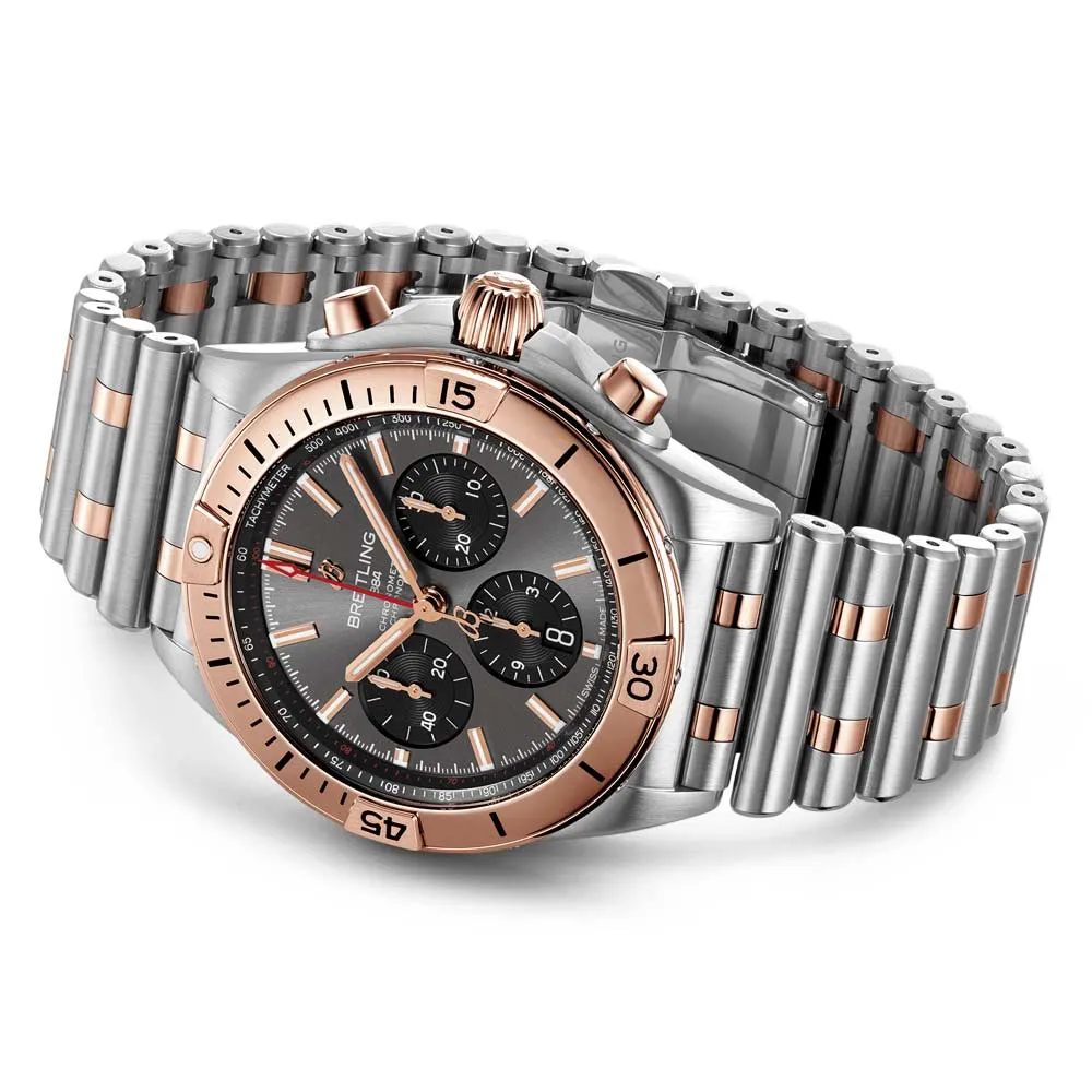 Breitling Chronomat B01 42mm Anthracite Dial Steel & 18ct Rose Gold Automatic Gents Watch UB0134101B1U1