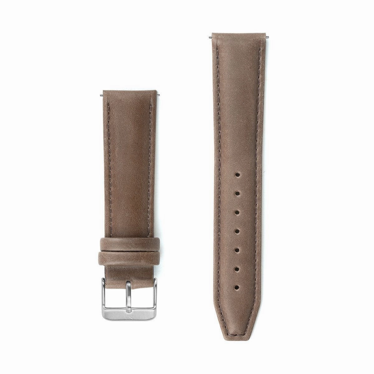 Brown Stitched Leather Watch Strap - 20mm Width