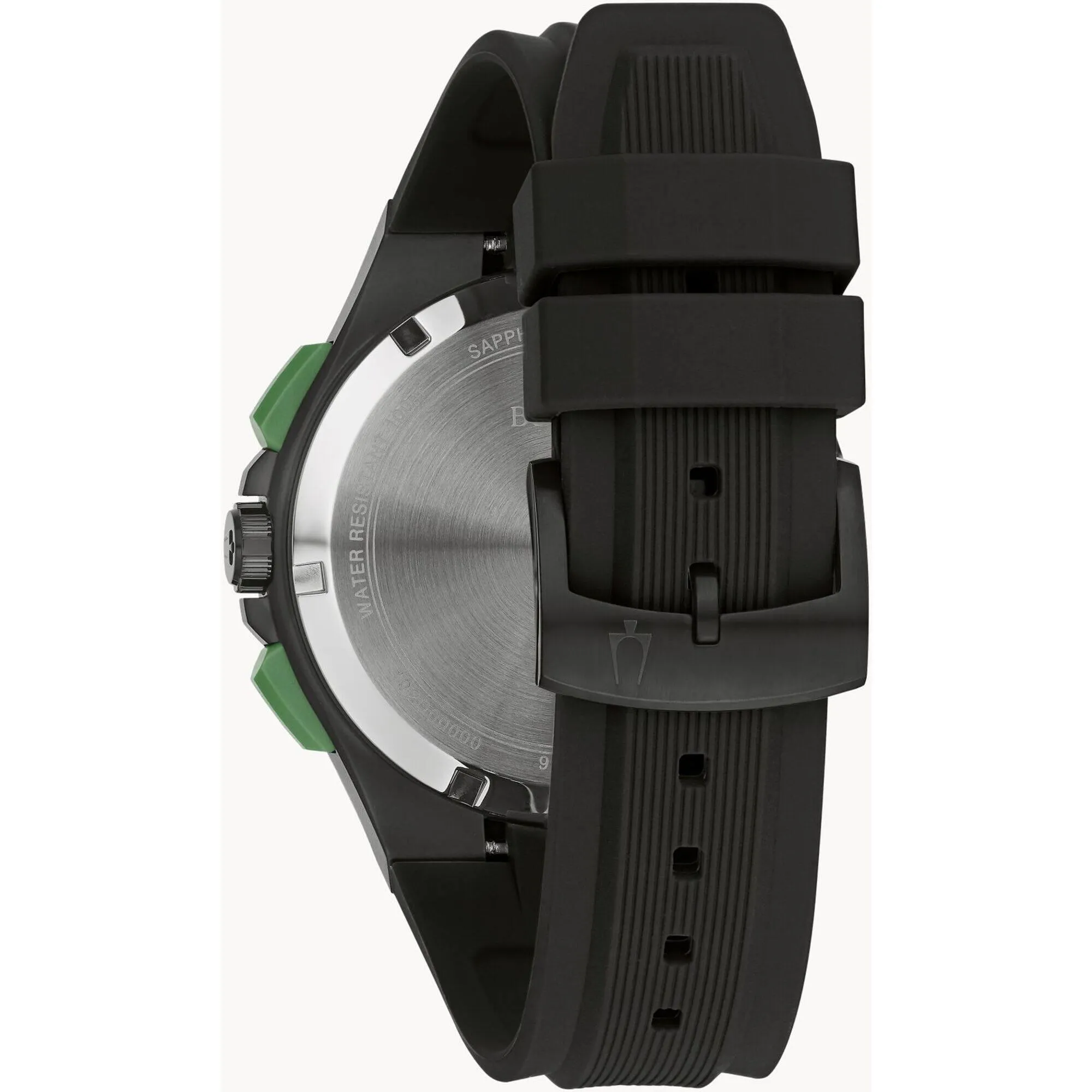 Bulova Men's Watch - Maquina Chrono Black and Dark Grey Dial Rubber Strap | 98B381