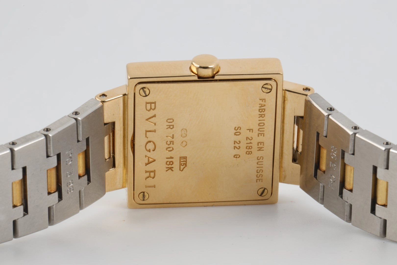 Bvlgari Quadrato SQ 22 G Steel & 18K Yellow Gold 22mm Ladies Watch