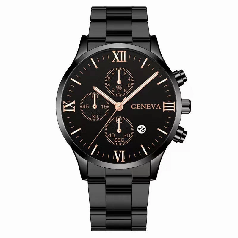 Calendar Steel Band Men's Large Dial Quartz Watch