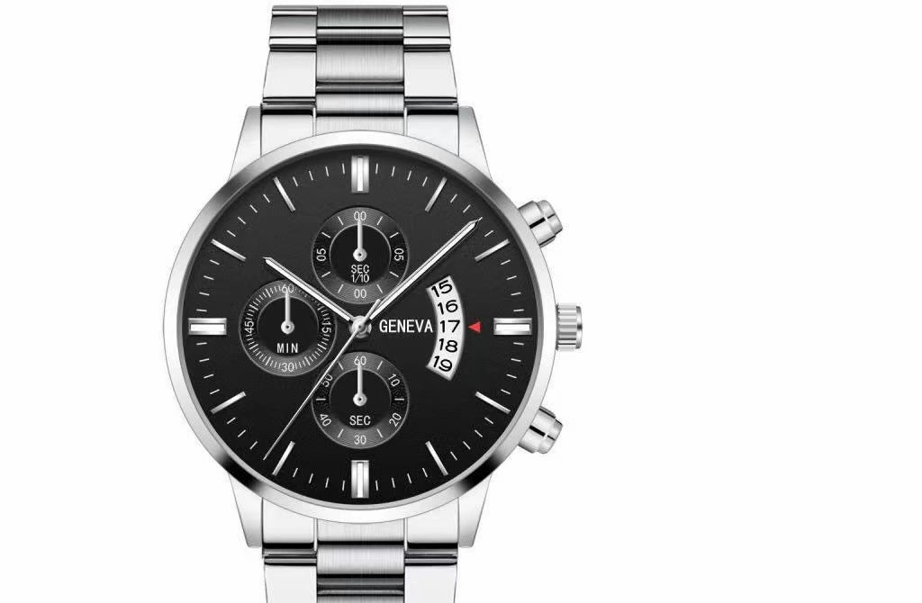 Calendar Steel Band Men's Large Dial Quartz Watch