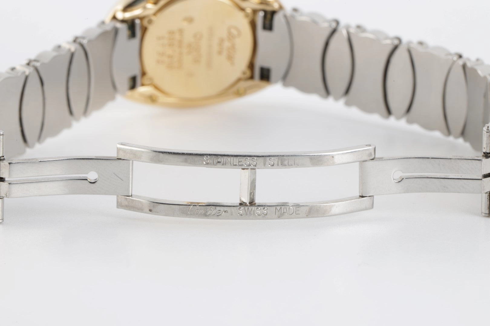 Cartier Baignoire 8057 Stainless Steel & 18k Yellow Gold 23mm Ladies Watch