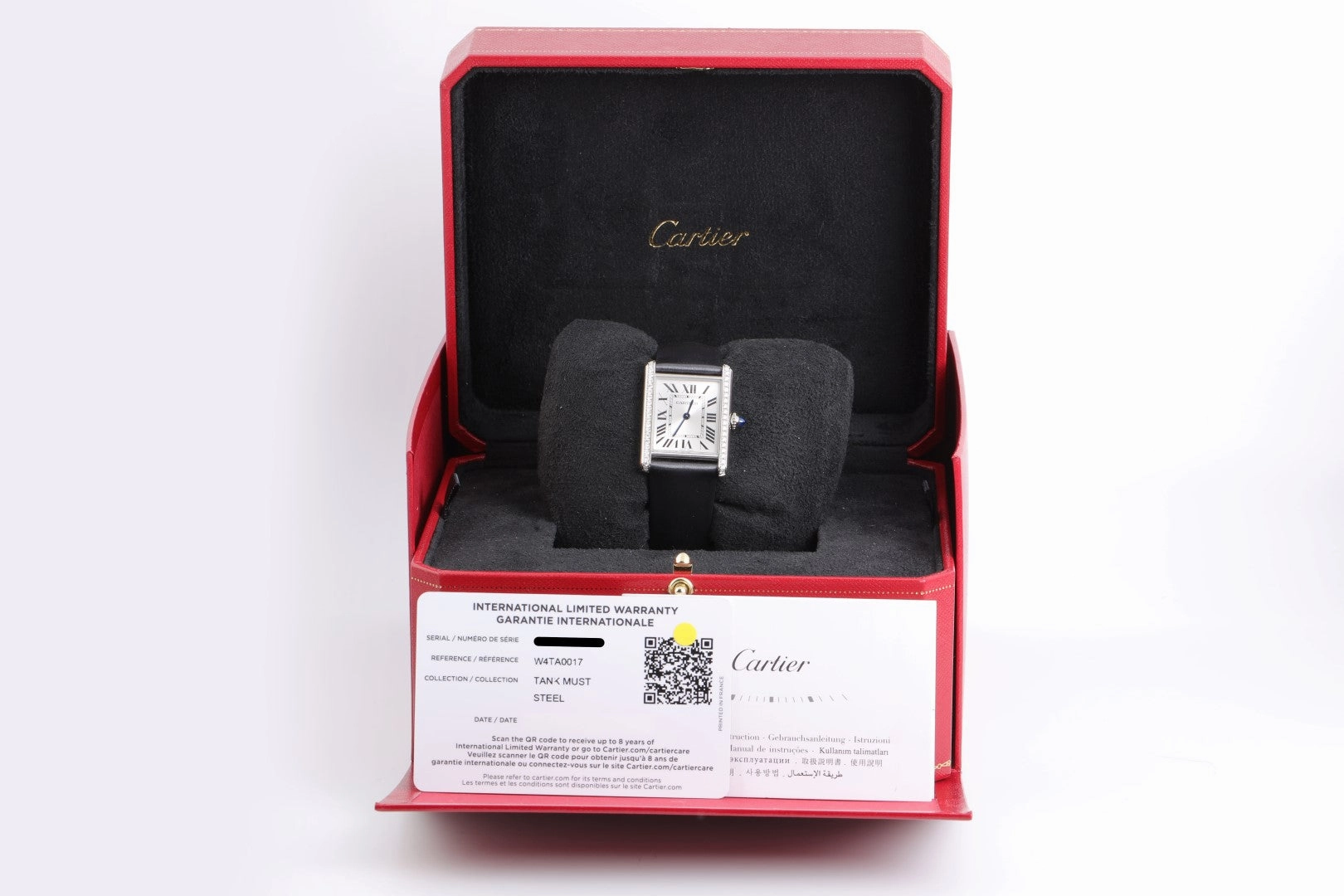 Cartier Tank W4TA0017 Stainless Steel 34mm Ladies Watch (Factory Diamonds)