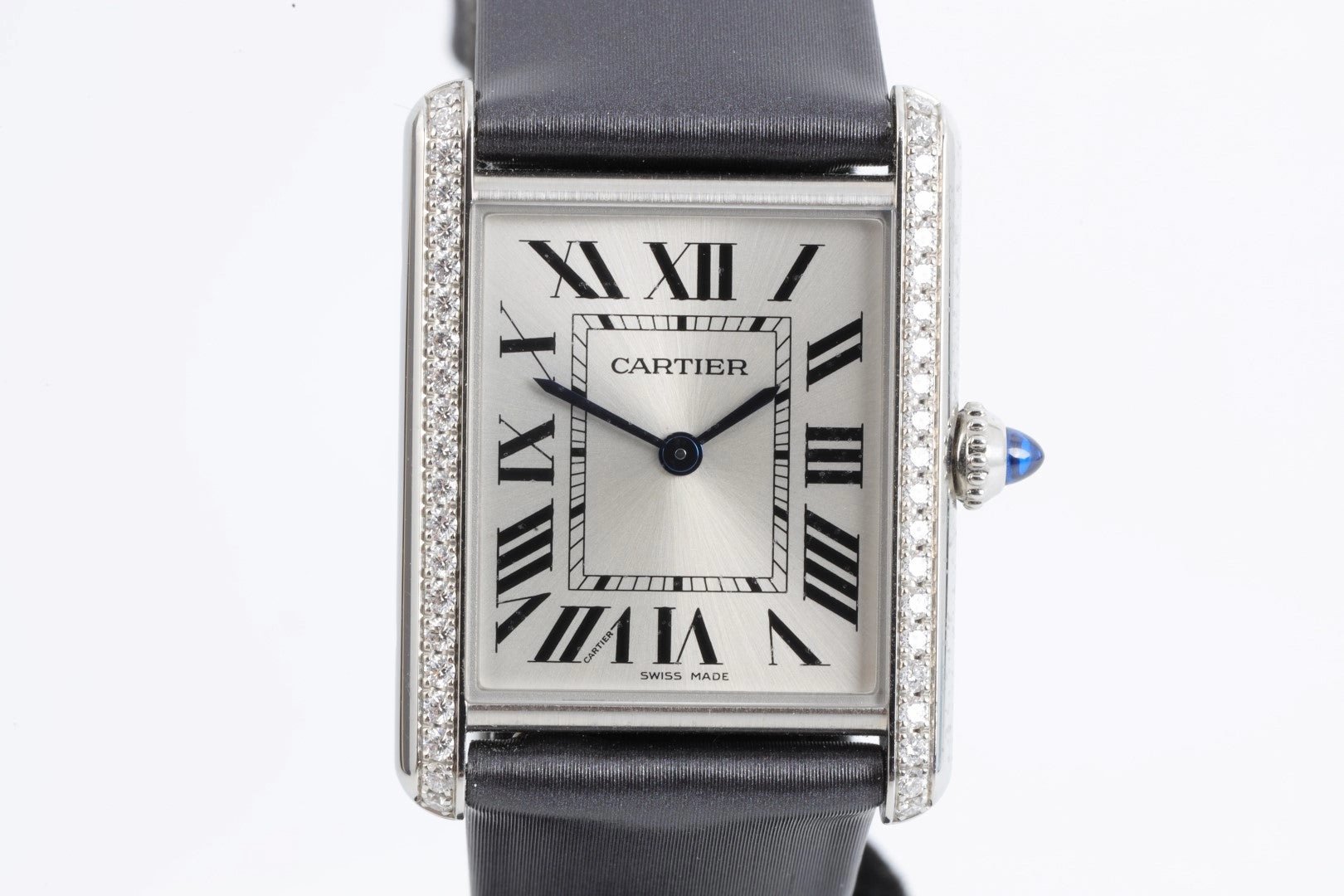 Cartier Tank W4TA0017 Stainless Steel 34mm Ladies Watch (Factory Diamonds)
