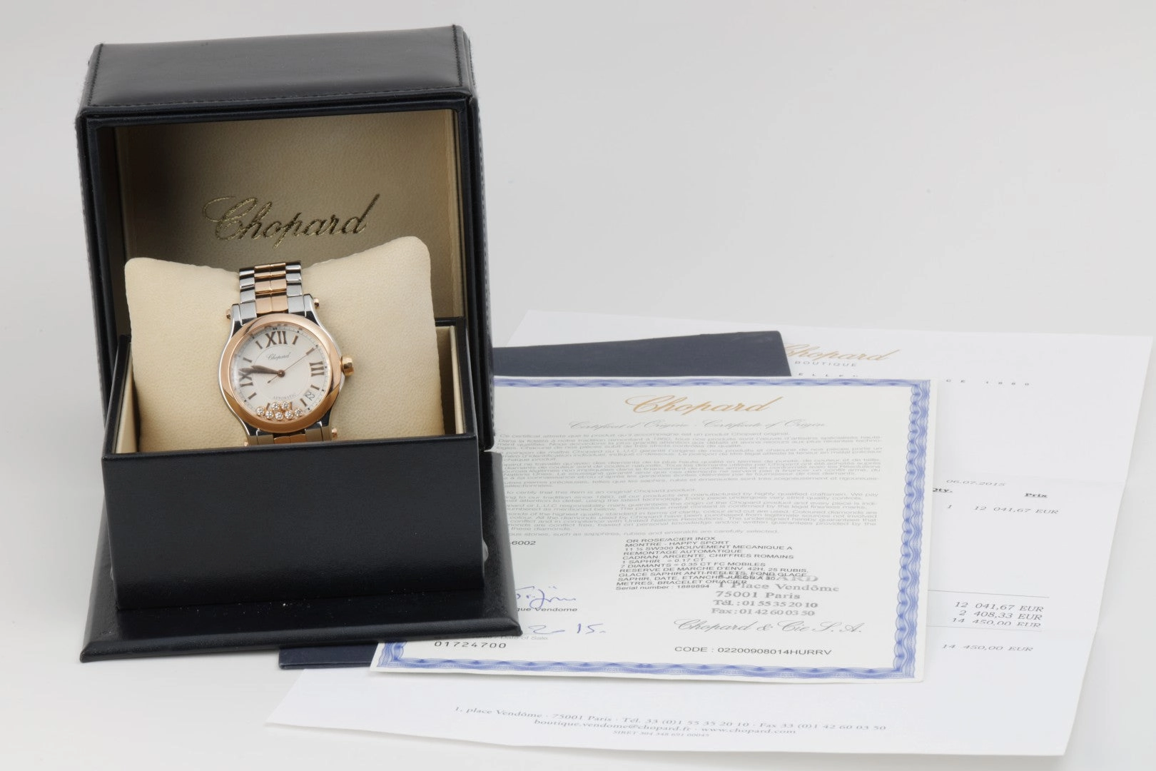 Chopard Happy Sport 278559-6002 Stainless Steel & 18k Rose Gold 36mm Watch