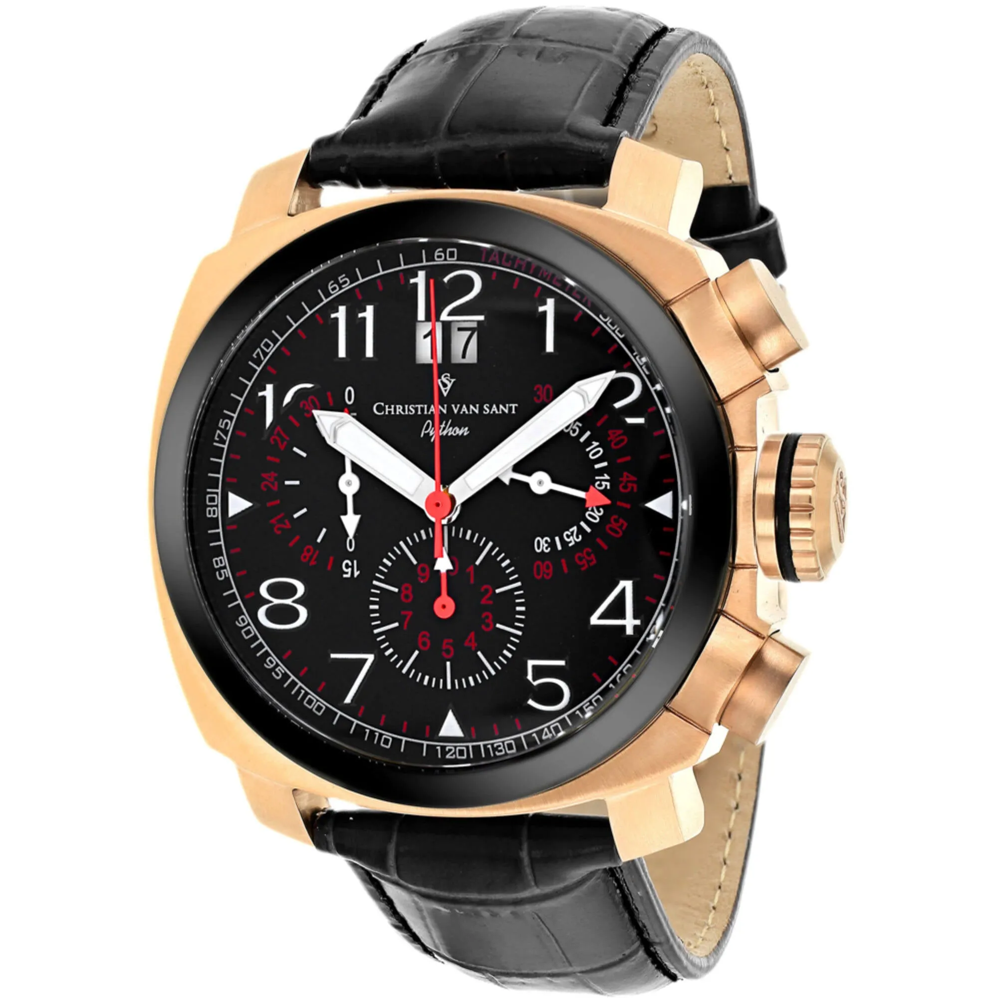 Christian Van Sant Men's Watch - Grand Python Quartz Black Dial Strap | CV3AU11