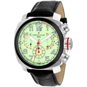 Christian Van Sant Men's Watch - Grand Python Quartz Black Leather Strap | CV3AU7