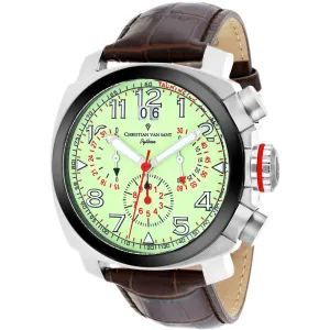 Christian Van Sant Men's Watch - Grand Python Quartz Brown Leather Strap | CV3AU6