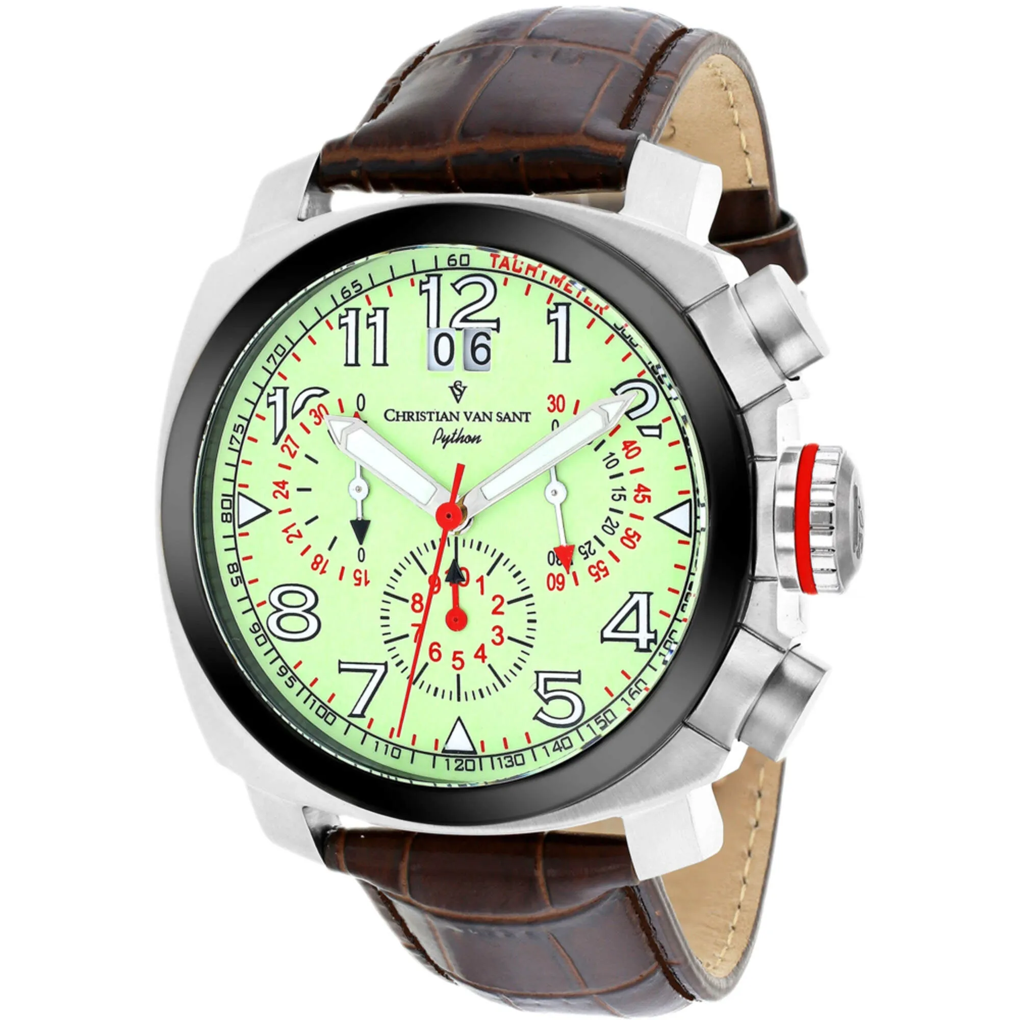 Christian Van Sant Men's Watch - Grand Python Quartz Brown Leather Strap | CV3AU6