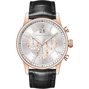 Christian Van Sant Men's Watch - Heritage Quartz Silver Dial Black Strap | CV3946