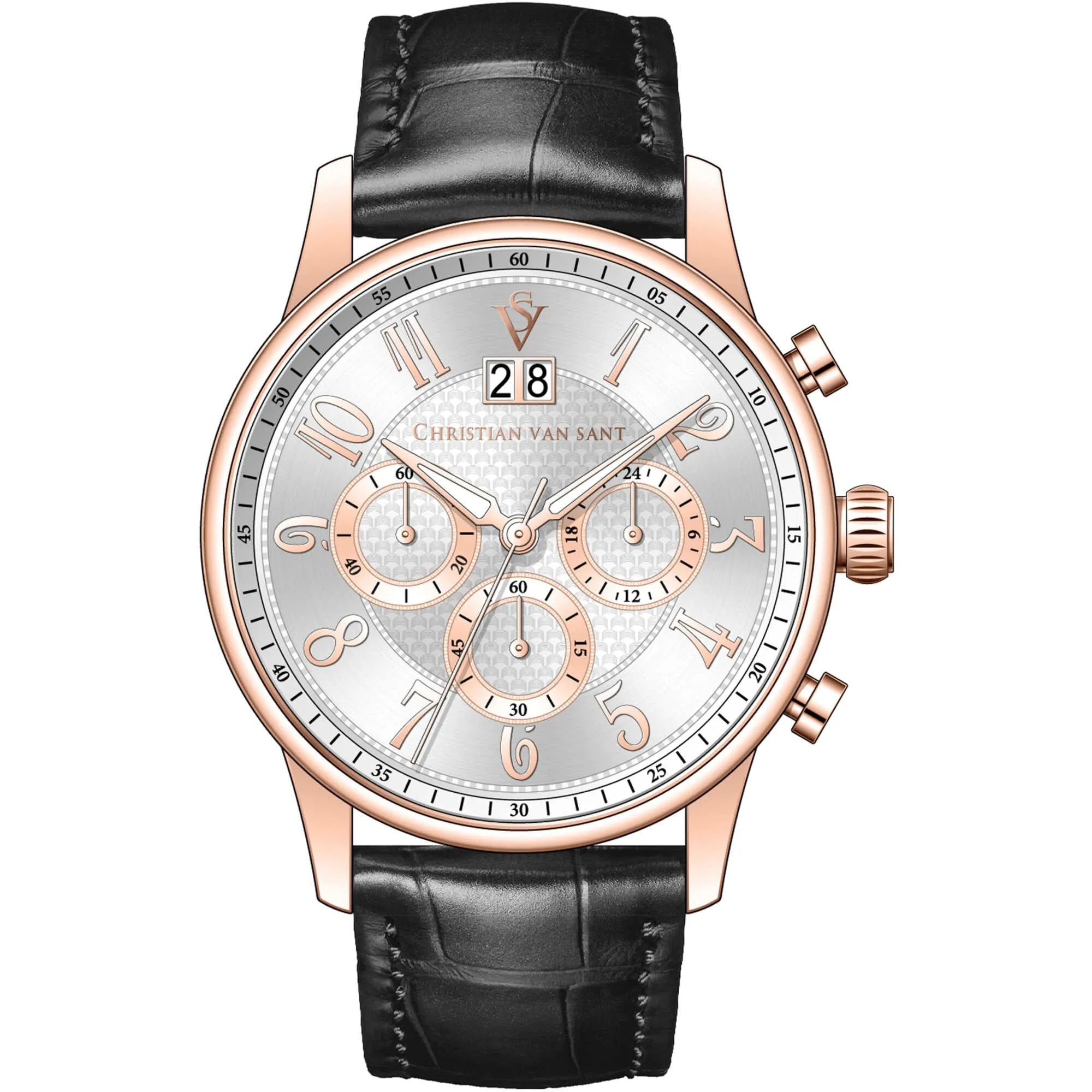 Christian Van Sant Men's Watch - Heritage Quartz Silver Dial Black Strap | CV3946