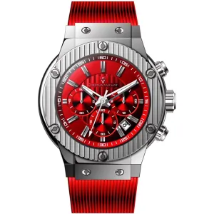 Christian Van Sant Men's Watch - Monarchy Chrono Red Dial Rubber Strap | CV8144
