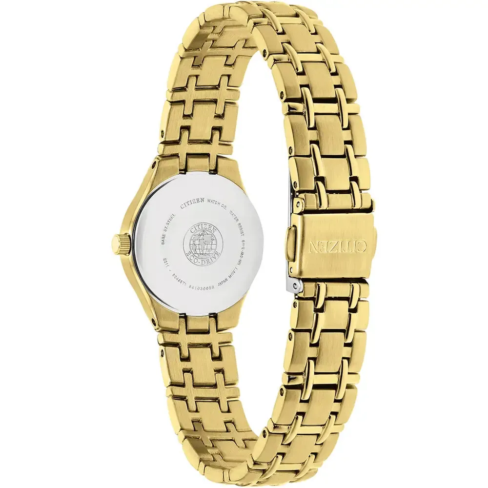 Citizen Eco Drive Ladies' Bracelet Watch - Yellow Gold Tone EW1262-55P