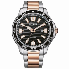 Citizen Eco-Drive 2 Tone Black Dial Date Dress Watch