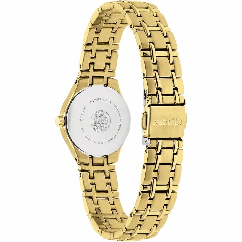 Citizen Eco Drive Ladies' Bracelet Watch - Yellow Gold Tone EW1262-55P