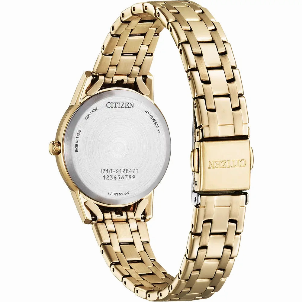 Citizen Eco Drive Ladies Silhouette Crystal Bracelet Watch - Gold Tone FE1243-83A