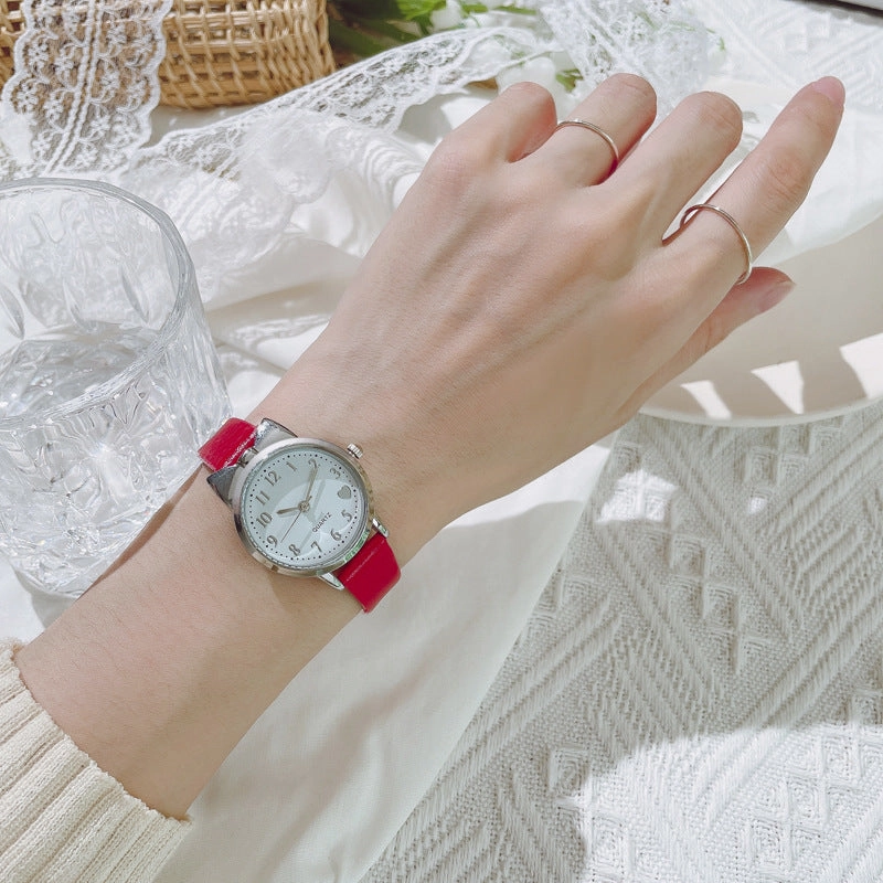 Cute Bow Heart Digital Children's Leather Quartz Watch