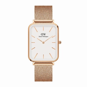 Daniel Wellington Quadro Pressed Melrose Gents Mesh Rose Gold White