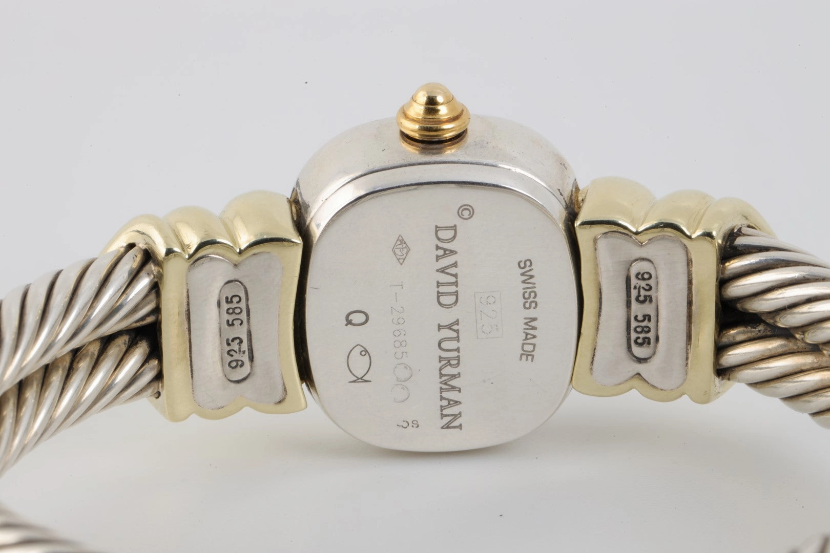 David Yurman 2 Row Cable Sterling Silver & 14K Yellow Gold 21mm Ladies Watch