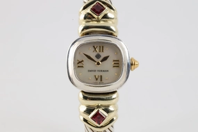 David Yurman 2 Row Cable Sterling Silver & 14K Yellow Gold 21mm Ladies Watch