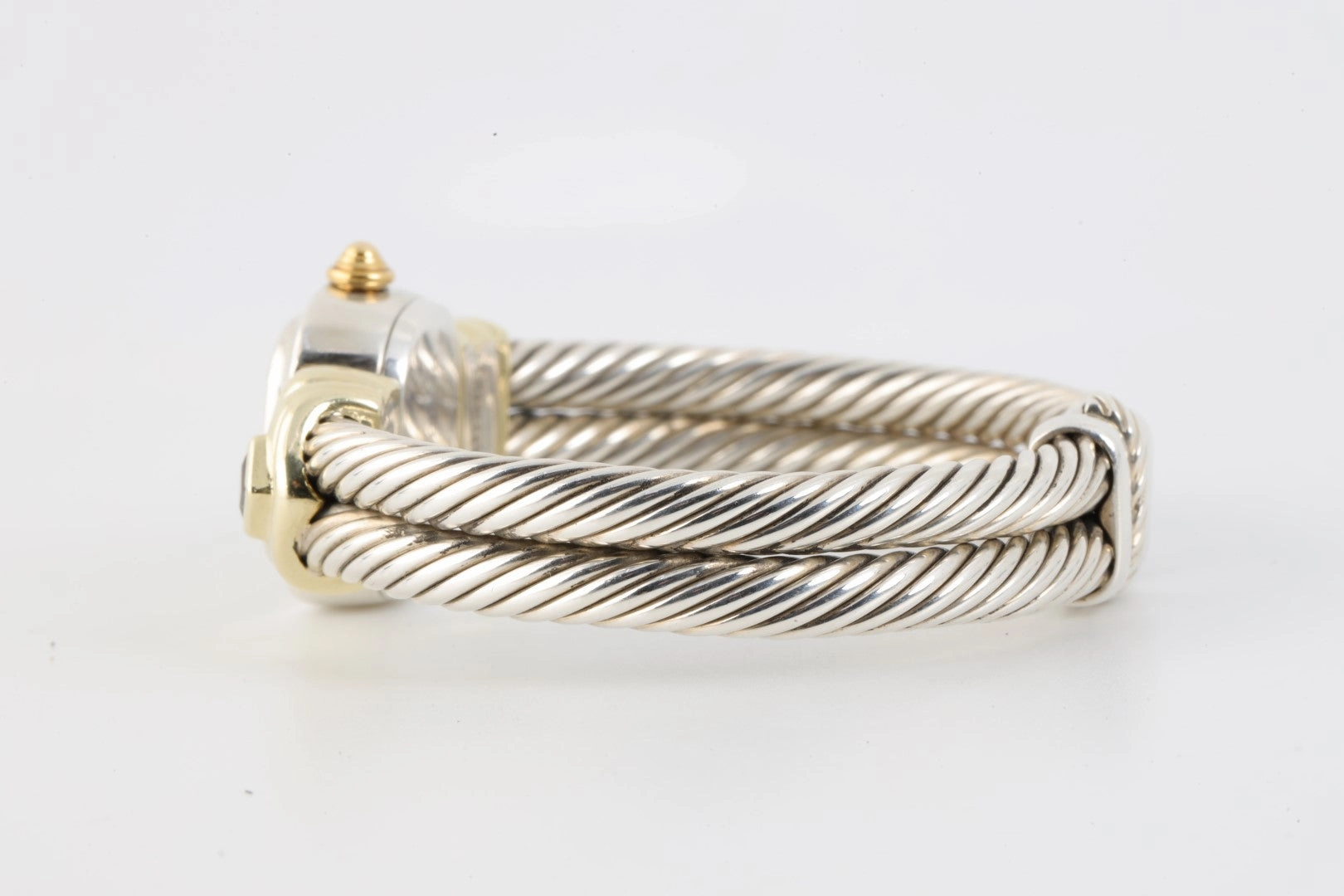 David Yurman 2 Row Cable Sterling Silver & 14K Yellow Gold 21mm Ladies Watch
