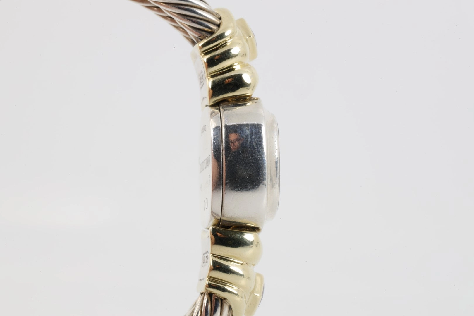David Yurman 2 Row Cable Sterling Silver & 14K Yellow Gold 21mm Ladies Watch